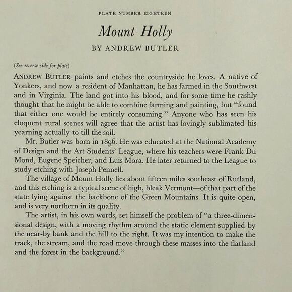 Andrew Butler "Mount Holly" Art 1930s Print Treasury Collection Sketch Vintage - Picture 5 of 10